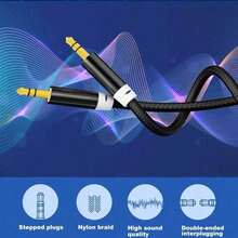 Universal 3.5mm Stereo AUX Cable, Braided High Fidelity Audio Line Gold Plated Plug Compatible With Car Stereo, Headset, Speaker, MP3 Player - A - View 6