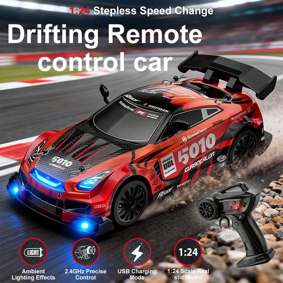 High-Speed Electric Wireless Remote Control Racing Car, Professional Drifting Stunt Remote Control Car, Indoor And Outdoor Racing Game Toy, Cool And Collectible Model Car, Perfect Birthday, Back-To-School, And Christmas Holiday Gift For Children.