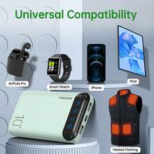 10000mAh Portable Power Bank With LED Digital Display, Slim USB-C Input & Output External Battery Charger, Lightweight Backup Battery Pack For Daily Travel And Multiple Devices - Mint Green - View 4