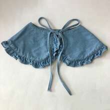 1件女士牛仔荷叶边领披肩，时尚个性配饰，适合节日和旅行 - 寶藍色 - 查看 13