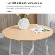 Dining Table, Kitchen Table For 4 People, Living Room Table For Dining Room, Kitchen, Steel, Brown, 80 X 80 X 76 Cm - 自然色 - 查看 4