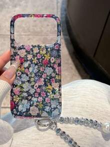 Casing Ponsel Motif Bunga Berkilau Vintage Musim Semi Layar Penuh Kompatibel dengan Apple 17 Pro Max, 14, 17 Pro, 15, 16 Pro Max, Pelindung Anti Jatuh Cakupan Penuh untuk Wanita - Hitam - View 5