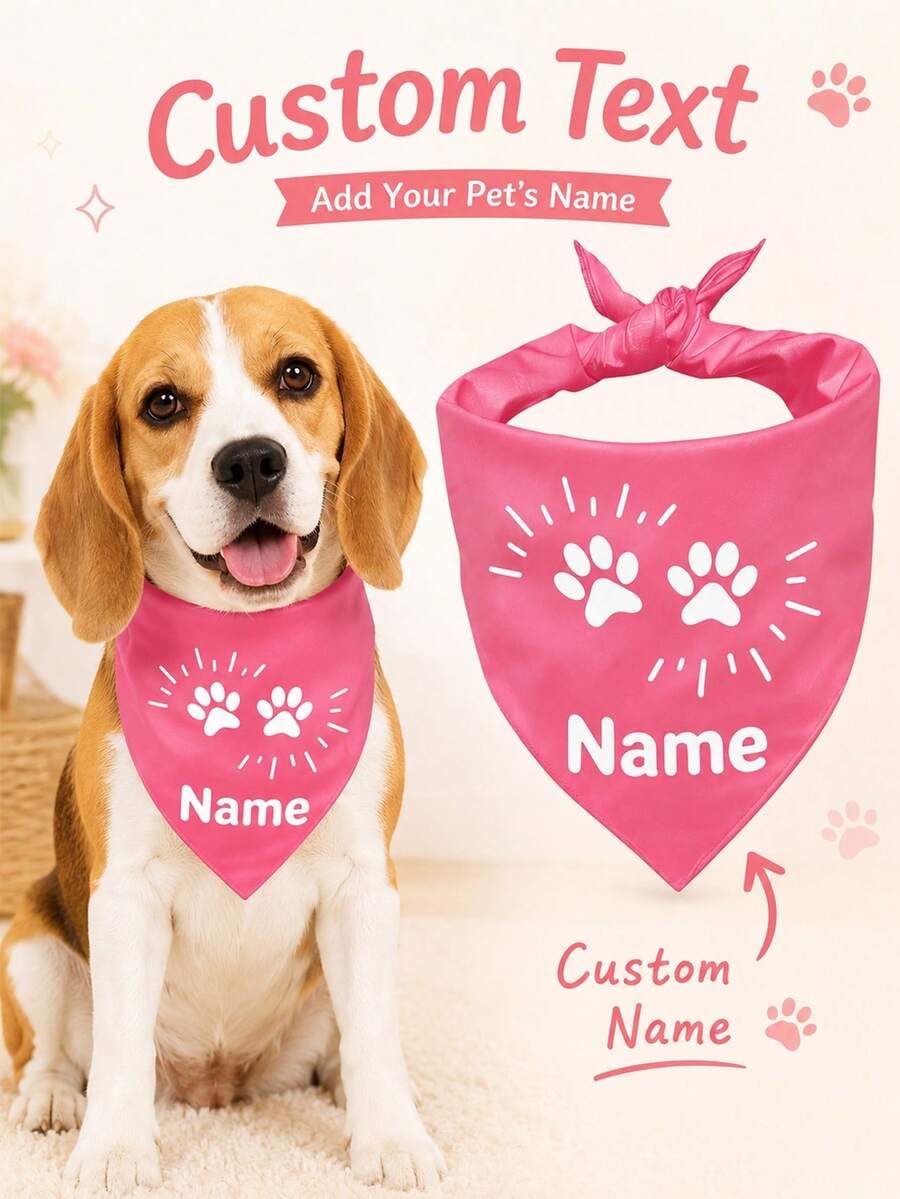 Customized Pet Scarf, Personalized Dog Bandana, Custom Pet Logo & Solid Color Triangle Scarf, Pet Neck Scarf, Bib Triangle Scarf, Suitable For Small, Medium, Large Dogs & Cats, Fashionable, Colorful, Retro, Cute, Minimalist, Adorable, Customizable, Unique, Personalized, Suitable For Anniversary, Birthday And Other Occasions