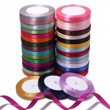 1 Roll 1cm Solid Color Satin Ribbon, Gift Bouquet Packaging Decoration Ribbon, Clothing Bag Hair Accessory Bow DIY Ribbon, Wedding Birthday Christmas Graduation Ceremony Multiple Party Decor Multi-Color Ribbon - 1 cm - View 6
