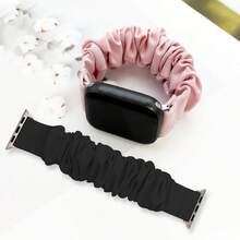 2pcs Solid Color Elastic Soft Hair Tie Band, Compatible With Apple Watch Band 49/45/44/42/41/40/38mm, Compatible With IWatch Series Ultra/SE/8/7/6/5/4/3/2/1 - Multicolor - View 2