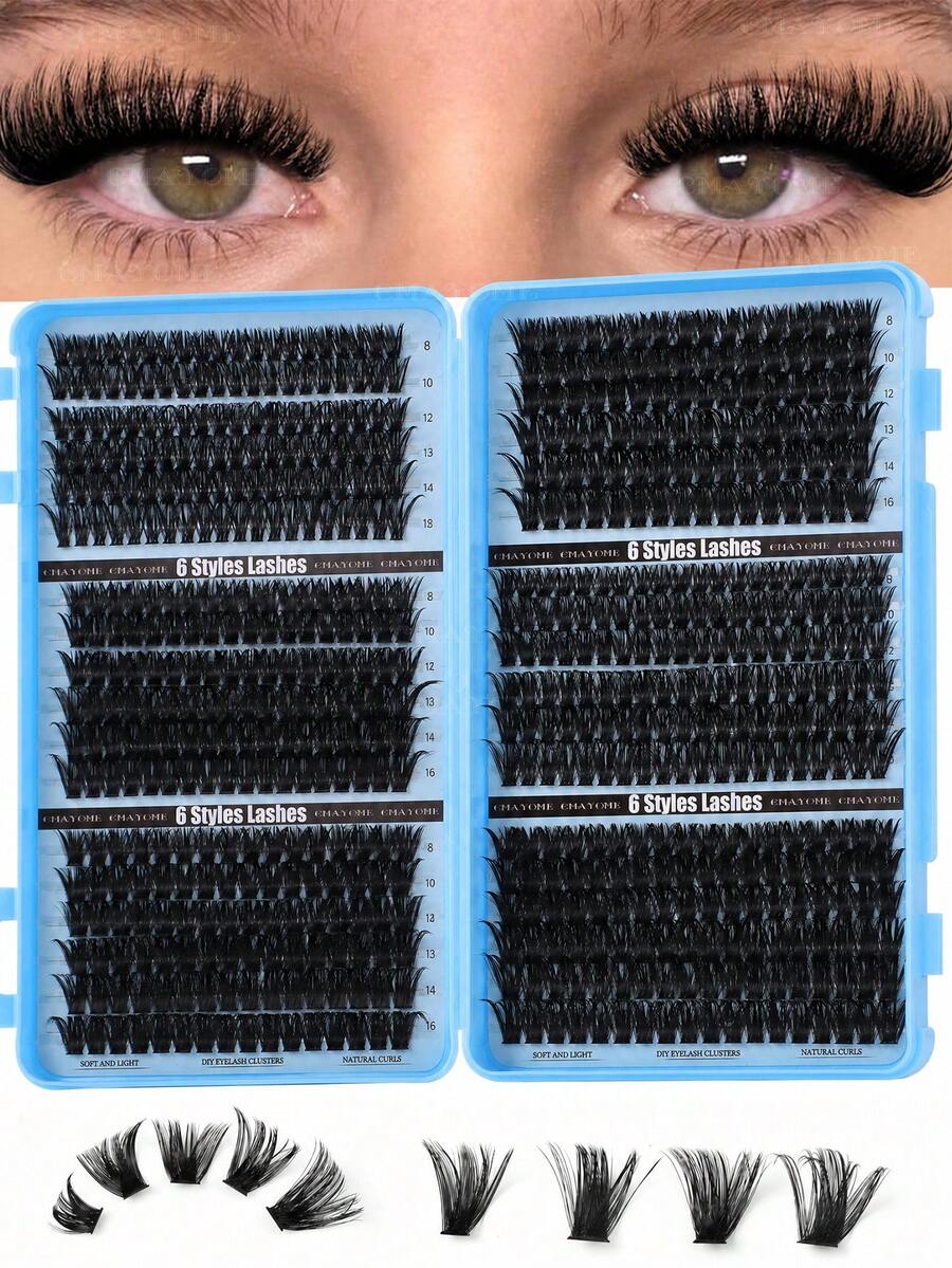 648/720/200 Clusters Segmented False Eyelashes, High Capacity Eyelash Extensions, Suitable For Beginners, Soft And Natural, Long-Lasting Portable Eyelash Book, Large Capacity Dense Fish Tail Eyelashes, Create Big Eye Makeup Look