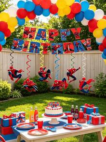 Paw Patrol Theme Birthday Party Decorations, Swirl Hanging Decorations, Happy Birthday Party Supplies, Theme Birthday Party, Comic Theme Celebrations, Independence Day, Graduation Or Superhero Theme Birthday Party - Set - View 2