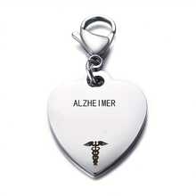 1pc Diabetes Medical Alert Heart Pendant Stainless Steel Lobster Claw Keychain, For Emergency Identification - Multicolor - View 14