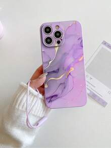 1件純色TPU大理石元素圖案防震手機殼與1件純色矽膠腕帶，適用於Apple手機殼/搭配手機殼/附掛繩手機殼/趣味手機殼/Android手機殼/手機殼/Phone 6 7 8 11 12 13 14 15 16 17 18 PLUS X XR XS Mini Pro MAX/Galaxy A51 4G/Galaxy A52/A52s 5G/Galaxy S23 Ultra - 彩色 - 查看 2