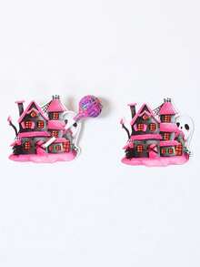 48pcs/1set Pink Watercolor Halloween Lollipop Card Inserts, Pumpkin Castle Ghost Black Cat Shaped Greeting Cards, With Holes For Candy Fixing, Paper Decorative Cards, Suitable For Children's Halloween Party Candy Packaging, Holiday Gifts, Kindergarten Gift Crafts - Multicolor - View 9