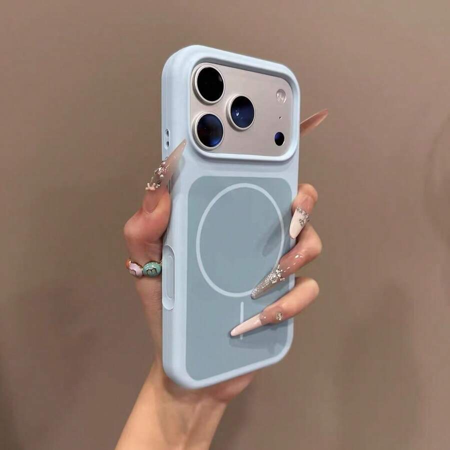 Original Liquid Silicone Magnetic Phone Case Compatible With IPhone 18 Pro Max 17 16 15 14 13 Wireless Charging Protective Cover - Light Blue - View 1