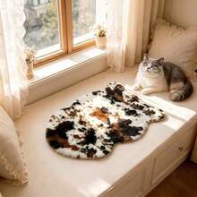 1 pieza Alfombra de peluche de piel de vaca falsa asimétrica, alfombra de peluche de piel de vaca falsa de lujo nórdica, tamaño asimétrico, error de recorte de 1-5 cm, alfombra decorativa, decoración de dormitorio, alfombra pequeña, alfombra, decoración del hogar, alfombra de sala de estar, alfombra pequeña de sala de estar, alfombra de dormitorio, decoración del hogar de sala de estar, alfombra de exterior, alfombra lavable, alfombra de felpa, alfombra mullida, alfombra de otoño/invierno, gruesa/mullida - Multicolor - Ver 6