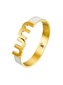 RAYQUEEN 1pc Double M Letter Design Fashionable High-End Bracelet For Women, Suitable For Daily Wear - Gold - View 6