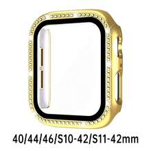 黑色、銀色、玫瑰金、藍色通用保護殼，適用於男女性 40mm 41mm 42mm 44mm 45mm 46mm 49mm，PC 硬質材質，附水鑽直角邊框與螢幕保護貼 2-in-1 防撞防刮防塵，相容 Ultra 3 2 1 系列 10 SE 9 8 7 6 5 4 系列 - 彩色 - 查看 43