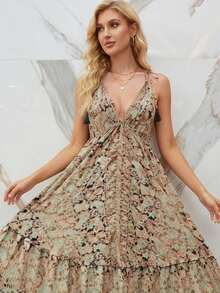 Long Dress, One-Shoulder, Nude Color - marrón verde - Ver 2
