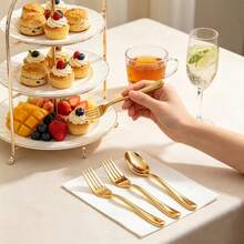 Internet Celebrity Luxury Gold Western Tableware Set, Mirror Polished Thickened Dinner Fork And Soup Spoon, Suitable For Steak, Pasta, Home, Picnic, Banquet, Plating, High-End Gift, Self-Use, Universal - Gold - View 9