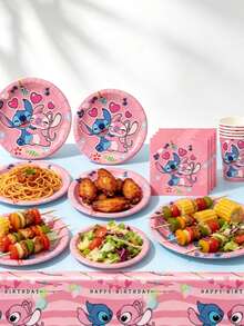 Cute Alien Cartoon Character Birthday Party Disposable Tableware Set, Paper Plates, Paper Cups, Napkins, Tablecloth, Birthday Decoration Supplies - Multicolor - View 7