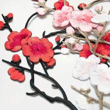 節日櫻花刺繡貼布套組－白色、紅色、粉色與棕色調－適合 DIY 手作與服飾配件 - 布貼 - 查看 2