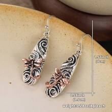 Vintage Two-Tone Dragonfly Pendant Earrings For Women, Retro Bohemian Hook Earrings Jewelry, Daily Accessories - Two-color - View 5