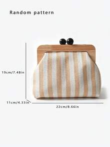 Women's Fashion Striped Faux Leather Crossbody Shell Bag, Elegant Shoulder Bag, Suitable For Dating, Shopping, Commuting And Work - Multicolor - View 4