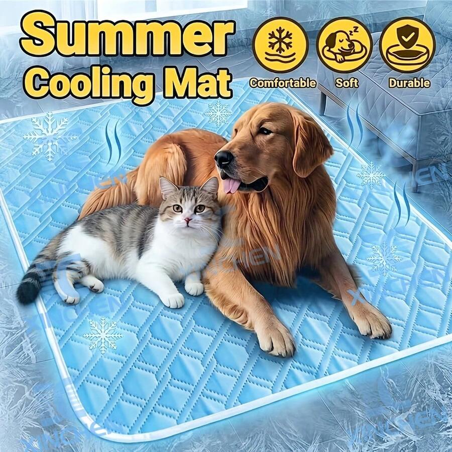1件寵物冷卻墊,通用於貓狗,可水洗 | 寵物床墊尿墊,適合大型動物,四季可用,冬暖夏涼,寵物用品,狗狗配件 - 藍色 - 查看 1