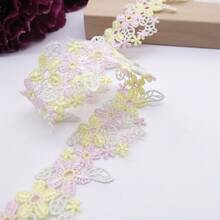 1 Yard Gradient Floral Embroidered Lace, Suitable For Home Decor, Crafts, Clothing, Sofa, Curtain Decoration - Multicolor - View 2