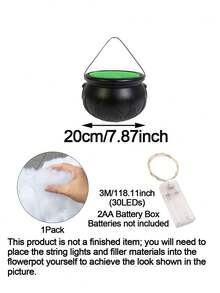 Halloween Outdoor Decor - Large Witch Cauldron With Tripod And String Lights, Suitable For Halloween Party, Indoor/Outdoor, Yard, Lawn Decoration - Multicolor - View 14