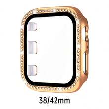 黑色、銀色、玫瑰金、藍色通用保護殼，適用於男女性 40mm 41mm 42mm 44mm 45mm 46mm 49mm，PC 硬質材質，附水鑽直角邊框與螢幕保護貼 2-in-1 防撞防刮防塵，相容 Ultra 3 2 1 系列 10 SE 9 8 7 6 5 4 系列 - 彩色 - 查看 65