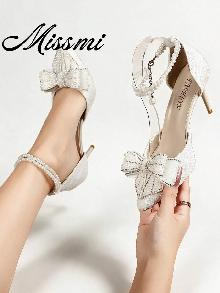 Square Toe Low Vamp High Heel Pumps Hollow Chunky Heel Sandals For Women - White - View 1