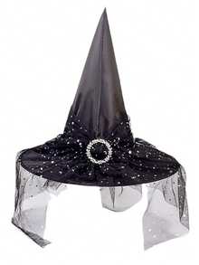 Adult Witch Black Long Plush Cosplay Cloak And Hat Halloween Costume Set, Vintage Medieval Witch Robe With Hooded Collar, Machine Washable Long Formal Cape, Suitable For Stage Performance, Role Play Party, Theme Event, Halloween Vampire Witch Cosplay, Party Photo Atmosphere, Stage Performance Party Decoration - Multicolor - View 10