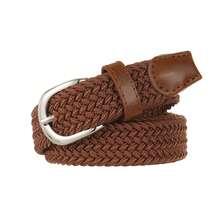 1pc Casual Elastic Braided Belt, Silver Buckle, Suitable For Pants And Jeans, Multiple Colors Available: Pink, Camel, Beige, Black, Coffee - Black - View 5