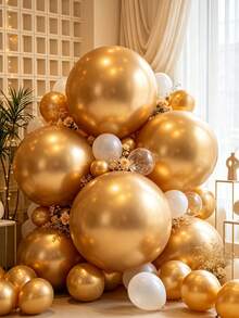 36 Inch Giant Metallic Gold Round Latex Balloons, 35g Large Metallic Gold Balloons For Birthday Wedding Anniversary Gender Reveal Graduation Babyshower Bachelorette Christmas Holiday Party Photo Backdrop Decorations - Gold - View 1