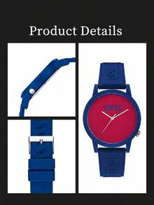 Jam Tangan GUESS Unisex Seri Logo Segitiga dan Tanda Tanya Retro, Dial Logo Timbul, Tali Silikon Multi-Warna, Jam Tangan Quartz Kasual Gaya Jalanan - Hot Pink - View 7