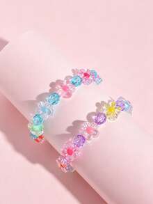 2pcs/Set Kids Cute Flower Charm Beaded Bracelet Set, Suitable For Daily Wear, Holiday Party Accessories - Multicolor - View 11