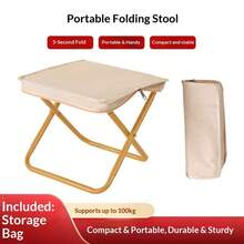 1pc Portable Folding Stool With Thickened Oxford Fabric Seat, Lightweight Metal Frame, Travel Camping Handheld Stool - Multicolor - View 11