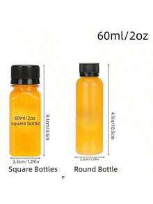 3 Packs Small Plastic Bottles With Screw Caps, For Liquids, Juices, Health Drinks - Ginger Shot Bottles - Reusable/Leakproof/Freezable Clear Mini Bottles, 2 Oz Plastic Containers With Lids - Black - View 5