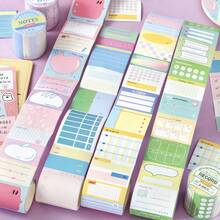 1 Roll Tearable Sticky Note Series Paper Tape, Macaron Fresh Plaid Tearable Sticky Note Die-Cut Tape, Speech Bubble, Weekly Planner, Checklist Schedule Shaped Writing Stickers, Built-In Easy-Tear Perforation. Suitable For Planner Layout, Schedule Planning, Memo Recording, Collage Decoration, Labeling, Sticker Art Creation, Diary Materials, Storage Marking, Student Office Multi-Functional Stationery Supplies - 1roll - View 1