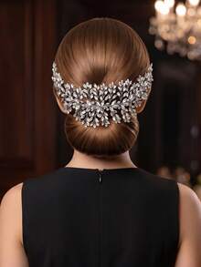1 buah Sisir Rambut Rhinestone Buatan Tangan yang Indah, Bando Pengantin, Aksesori Pernikahan, Pesta Perayaan, Hiasan Rambut Wanita - Perak - View 5