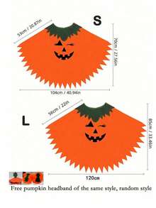 1pc Cute Pumpkin Cape, Large And Small Orange Pumpkin Outfit, Suitable For Role Play, Stage Performance, Party Costume Props, Halloween Pumpkin Costume For Women, Pumpkin Poncho For Adults With Headband, Halloween Costume For Women - Multicolor - View 10