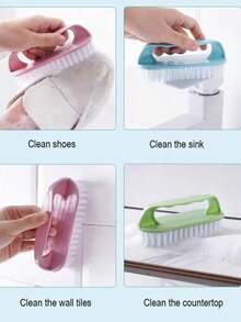 3/2/1pc Multi-Purpose Handheld Cleaning Brush, Household Plastic Laundry Brush, Multifunctional For Washing Basin, Shoes, Drying Rack, Cleaning Brush, And Hard Bristle Board,Face,Scrubbing Board, Essential Home Cleaning Tool - Multicolor - View 9
