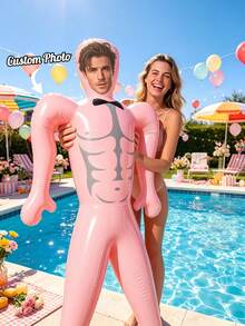 1pc Personalized Large Inflatable Blow Mold Prop, Customizable Photo, Fun Pool Party Bachelor Party Gift, Wedding Favor, Suitable For Special Occasions - Multicolor - View 3