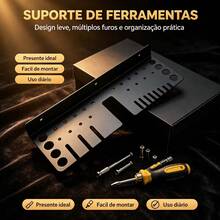 Suporte de Parede Metal para Ferramentas Organizador Multiuso de Garagem Oficina Pratico Resistente | Suporte para alicates, alicates, martelo, espátulas. - Preto - Visão 3