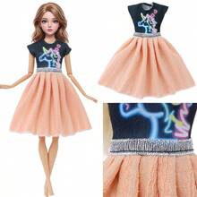 5pcs Set Polyester Fashion Doll Clothes, 11.5 Inch 1:6 Doll Casual Dress Set, Suitable As Children's Day/Birthday Gift (Doll Not Included) - Multicolor - View 8