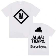 Ricardo Arjona Al Mal Tiempo Album Print T-Shirt für Männer und Frauen, Sommer-Oberteil, Oversized T-Shirt, Mode Hip Hop Kurzarm-T-Shirt - Weiss - Übersicht 1