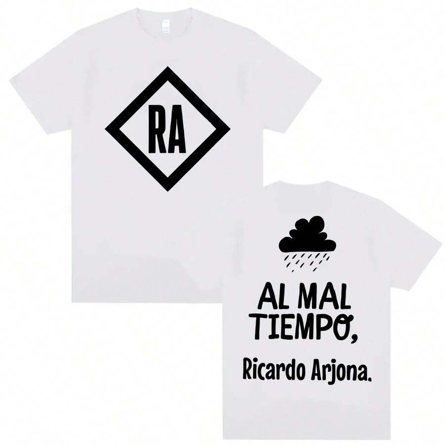 Ricardo Arjona Al Mal Tiempo Album Print T-Shirt für Männer und Frauen, Sommer-Oberteil, Oversized T-Shirt, Mode Hip Hop Kurzarm-T-Shirt - Weiss - Übersicht 1