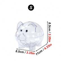 1pc S/M Size Cute Transparent Plastic Piggy Bank, Clear Coin Savings Jar, Unbreakable Pig-Shaped Desktop Ornament, Counting Money Box, Aesthetic Room Decor, Gift For Kids And Adults - Transparent Piggy Bank - View 8