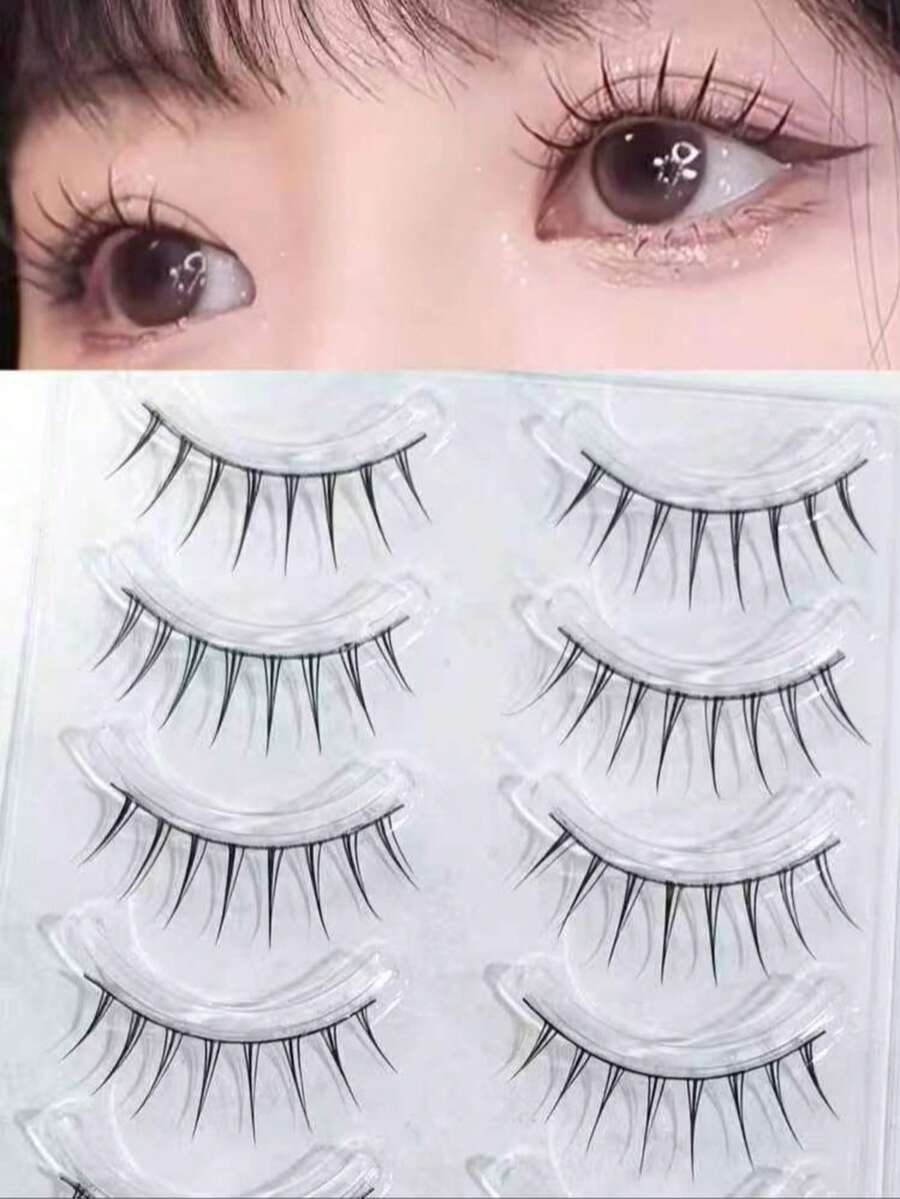 Girl Group Eyelash Fairy Korean Style Single Piece Full Strip False Eyelashes, Black Stem, Matching Eyeliner, Fine And Defined Strands, Clear Upper Lashes - Multicolor - View 1