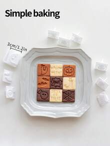 1 Set Cetakan Kue Sembilan Kotak Halloween, Stempel Kue Hantu, Pemotong Kue Persegi, Peralatan Memanggang Dapur. Alat Pembuat Hadiah Camilan DIY - View 13