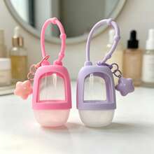 2pcs Pink Purple Dopamine Color [Refillable Squeeze Bottle] With Cover + Star Pendant, Keychain And Star-Shaped Charm, Portable Small Size Waterless Hand Sanitizer Bottle, Leak-Proof Design, Reusable, Suitable For Office, Gym, Travel And School - View 8