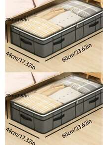 1pc Grey Foldable Underbed Storage Bag With Transparent Cover, Large Capacity Shoe, Pillow And Miscellaneous Items Organizer, Essential Bedroom Home Decor For Back To School Season - Grey - View 8